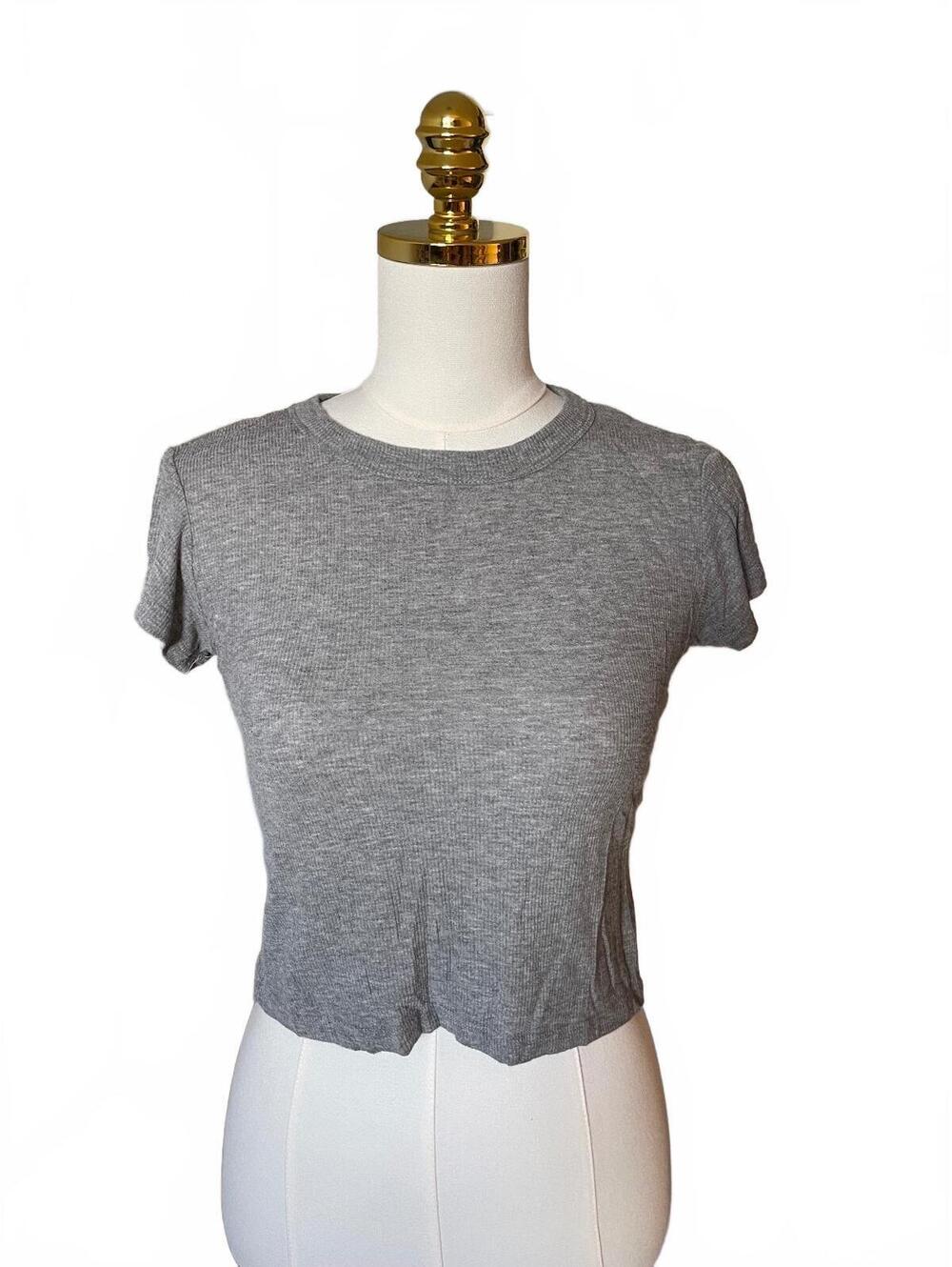 Brandy Melville gray cropped fitted tee